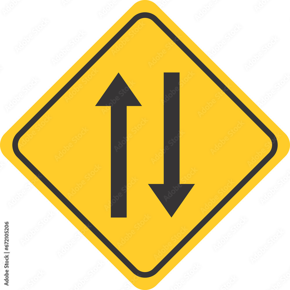 Warning Sign Street Sign Two Way Traffic Warning Sign Street Sign Two Way Traffic