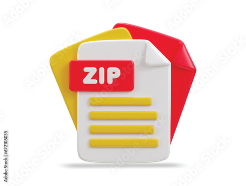 3d zip file format icon vector illustration