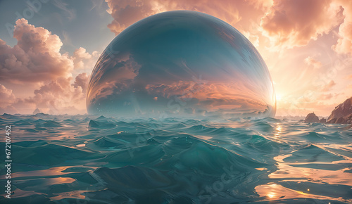 huge glass sphere in the sea