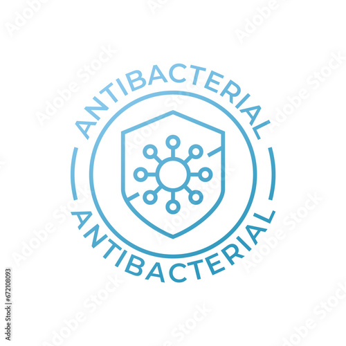 Antibacterial formula shield vector isolated sign for antiseptic cosmetics and medical pharmaceutical products