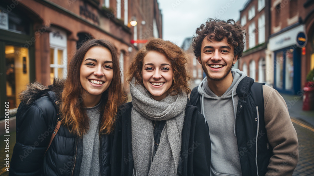 Happy people looking at the camera smiling. Concept of community, youth lifestyle and friendship. Happy people looking at the camera smiling. Concept of community, youth lifestyle and friendship.