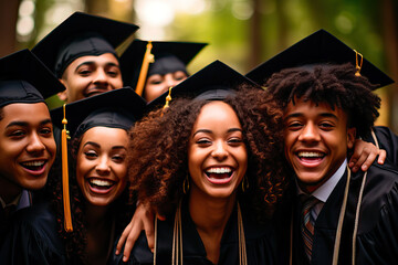 Group of young black people celebrating their graduation