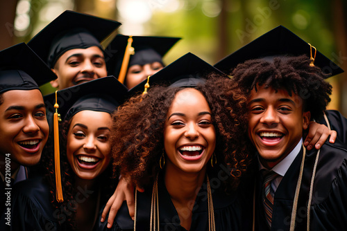 Group of young black people celebrating their graduation photo