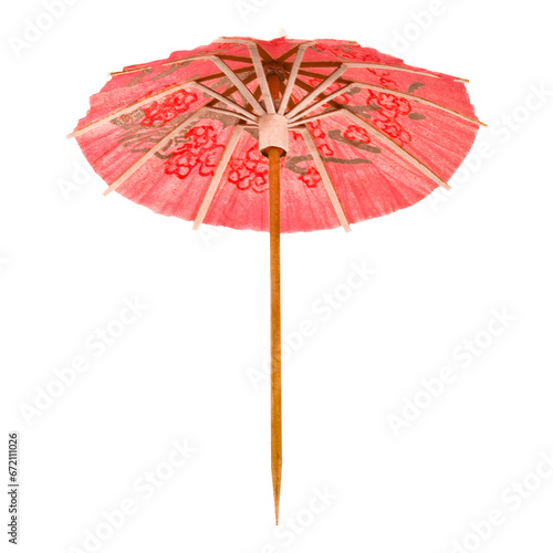 Cocktail umbrella on transparent background. PNG.