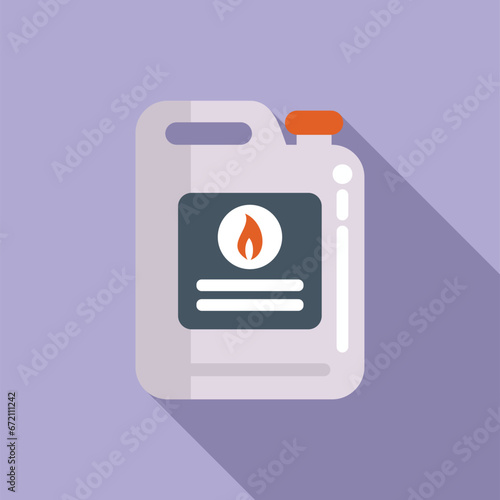 New label kerosene canister icon flat vector. Camp lamp oil. Gasoline station