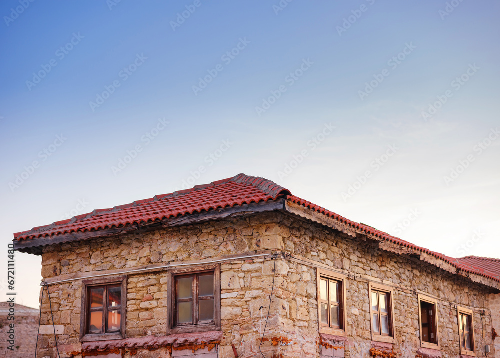 travel to ancient city of Side, Antalya coast of Turkey in tourist low season. traditional Turkish houses on narrow streets of Side. evening time without people travel to ancient city of Side, Antalya coast of Turkey in tourist low season. traditional Turkish houses on narrow streets of Side. evening time without people