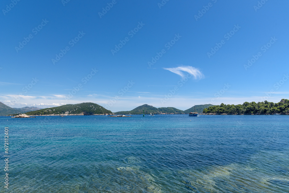 Sudjuradj, Croatia - August 09, 2023: Village of Sudjuradj, island of Sipan, near Dubrovnik, Adriatic sea, Croatia