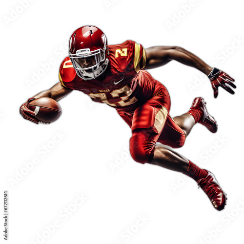 Football game action shot isolated on transparent or white background, png