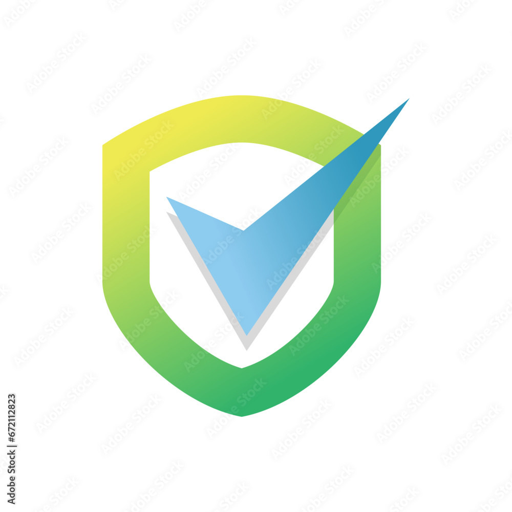 Shield check mark logo icon design template elements on white background Shield check mark logo icon design template elements on white background