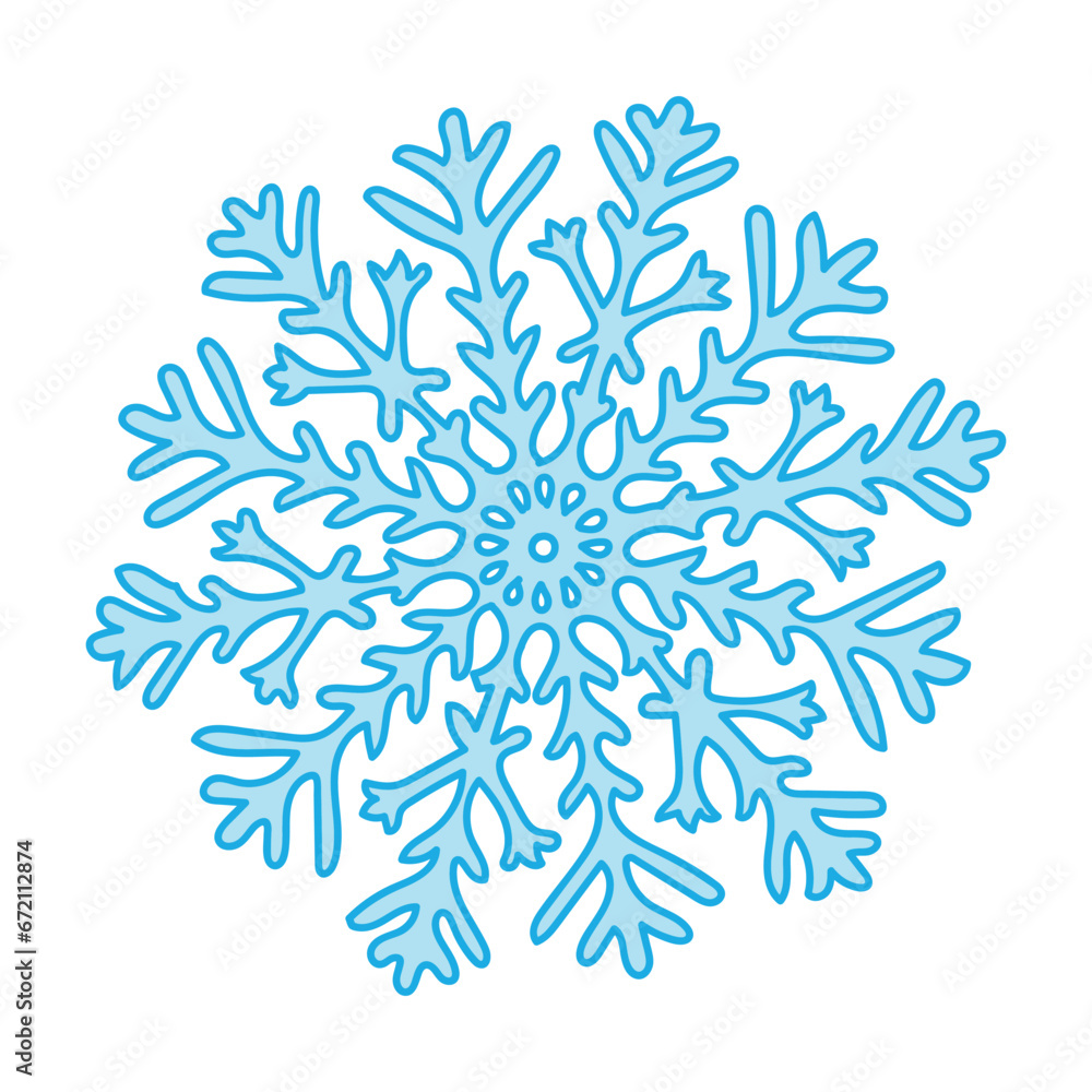 Blue snowflake on white background. Design element of postcards, banners, sticker. Blue snowflake on white background. Design element of postcards, banners, sticker.