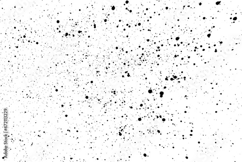Black blobs isolated on white. Ink splash. Brushes droplets. Grainy texture background. Vector illustration.  