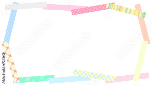 カラフルなマスキングテープのフレーム　16：9