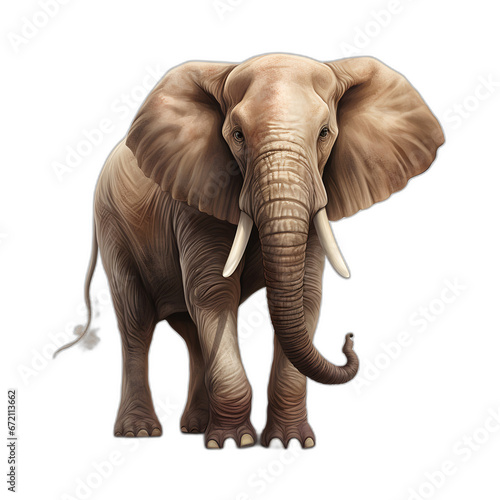 Strong elephant isolated on transparent or white background, png