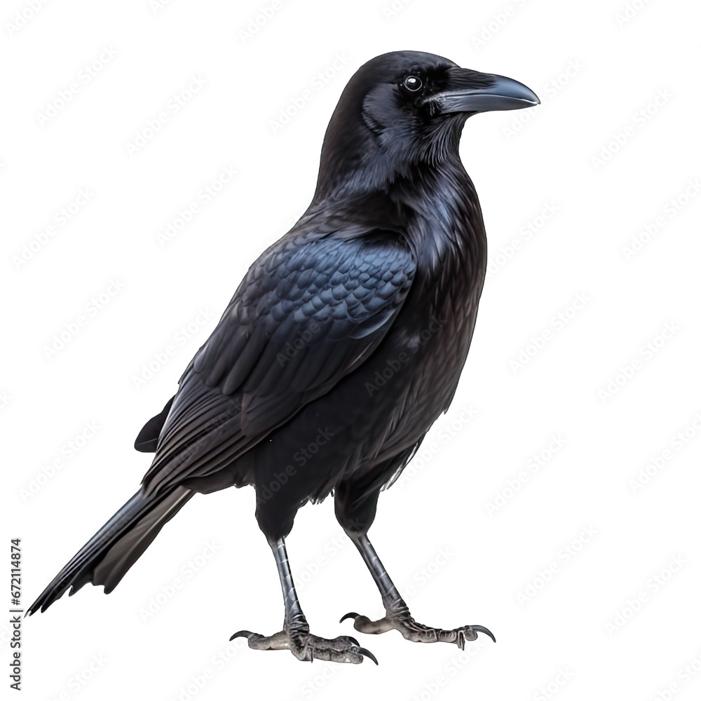 Right view of Crow/blackbird isolated on white background Right view of Crow/blackbird isolated on white background