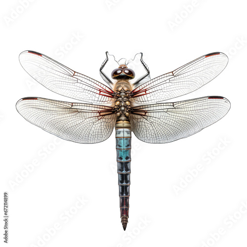 Blue dragonfly isolated on white background