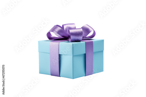 Blue Christmas gift box with golden ribbon, transparent PNG, isolated © Nattawat