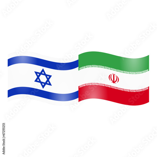 National flag of Israel and Iran