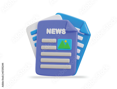 newspaper icon 3d rendering vector illustration