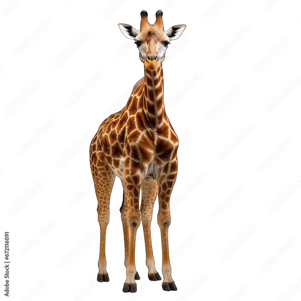 Fototapeta premium Full view of of giraffe isolated on white background
