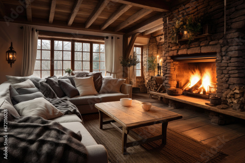 living room with fireplace © Denis