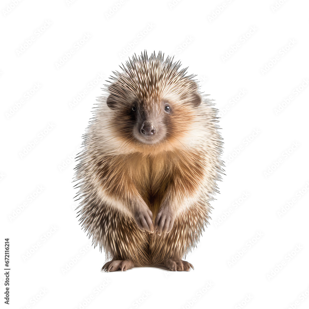 Obraz premium close up of a hedgehog/porcupine isolated on white background