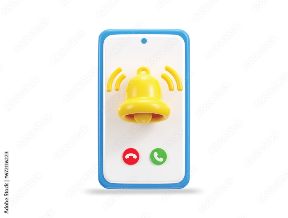3d phone call with bell icon vector illustration 3d phone call with bell icon vector illustration