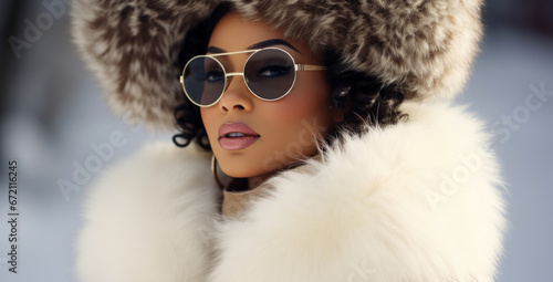 portrait of a woman in fur hat © Denis