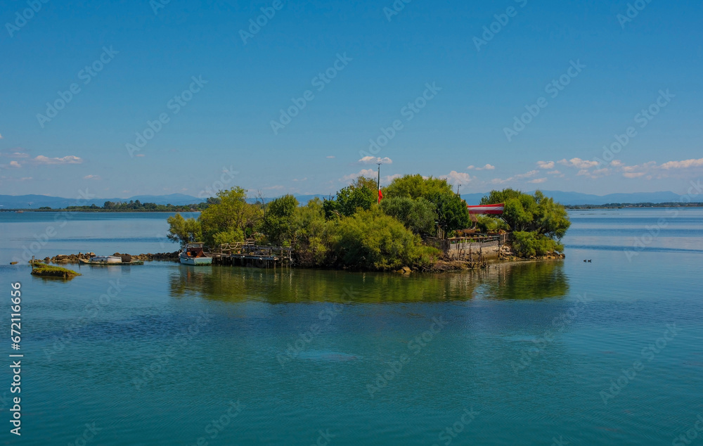 A small fisherman's island in the Grado section of the Marano and Grado Lagoon in Friuli-Venezia Giulia, north east Italy. August.