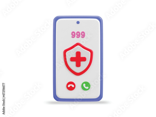 smartphone with 999 emergency hotline services 3d vector icon © sajjat