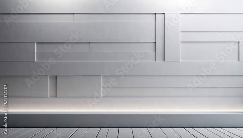 Beautiful light background mock-up for presentation with decorative white panels and decorate with hidden lighting