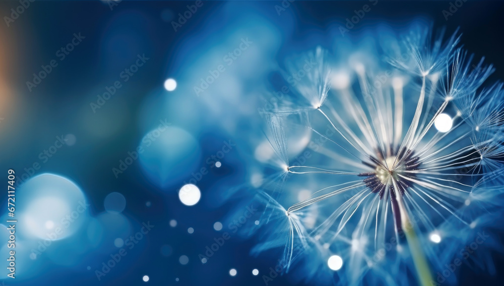 water drops on a dandelion seed in nature. macro water drops on a dandelion seed in nature. macro