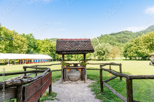 Loznica, Serbia - July 12, 2023: The ethnic village of Suncana Reka.