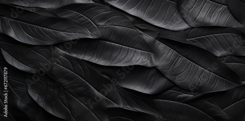 black abstract seamless leaf with black textured background