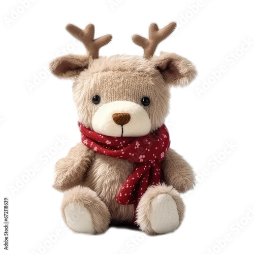 Christmas reindeer stuffed soft toy isolated on white