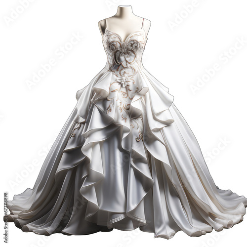 Modern white Wedding dress for bride isolated on white