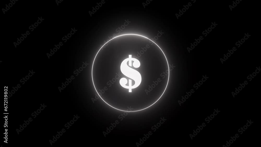 Glowing Dollar icon symbol animation Glowing Dollar icon symbol animation