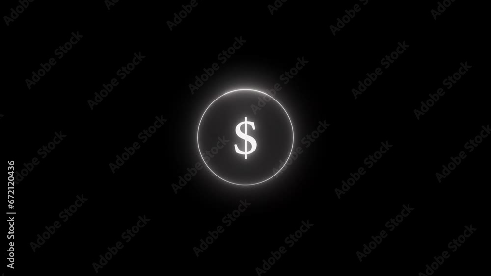 Glowing Dollar icon symbol animation Glowing Dollar icon symbol animation