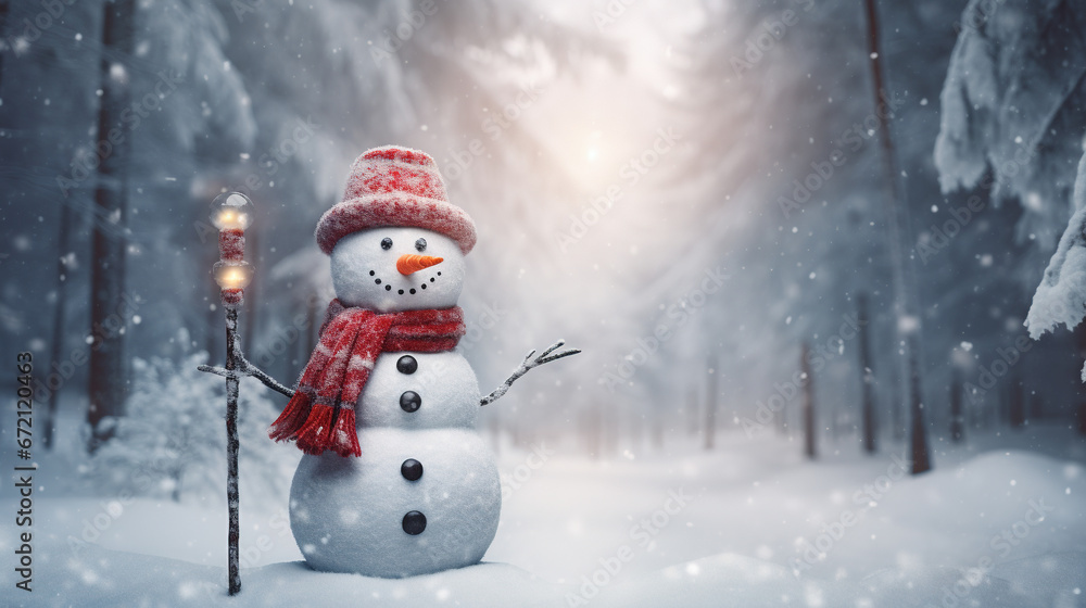 Cute Christmas snowman with muffler, 25 December. CReated with Ai