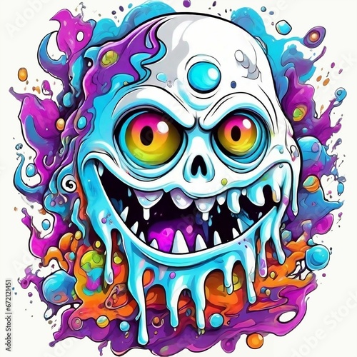 AI generated illustration of a monstrous character in vibrant colors for Halloween