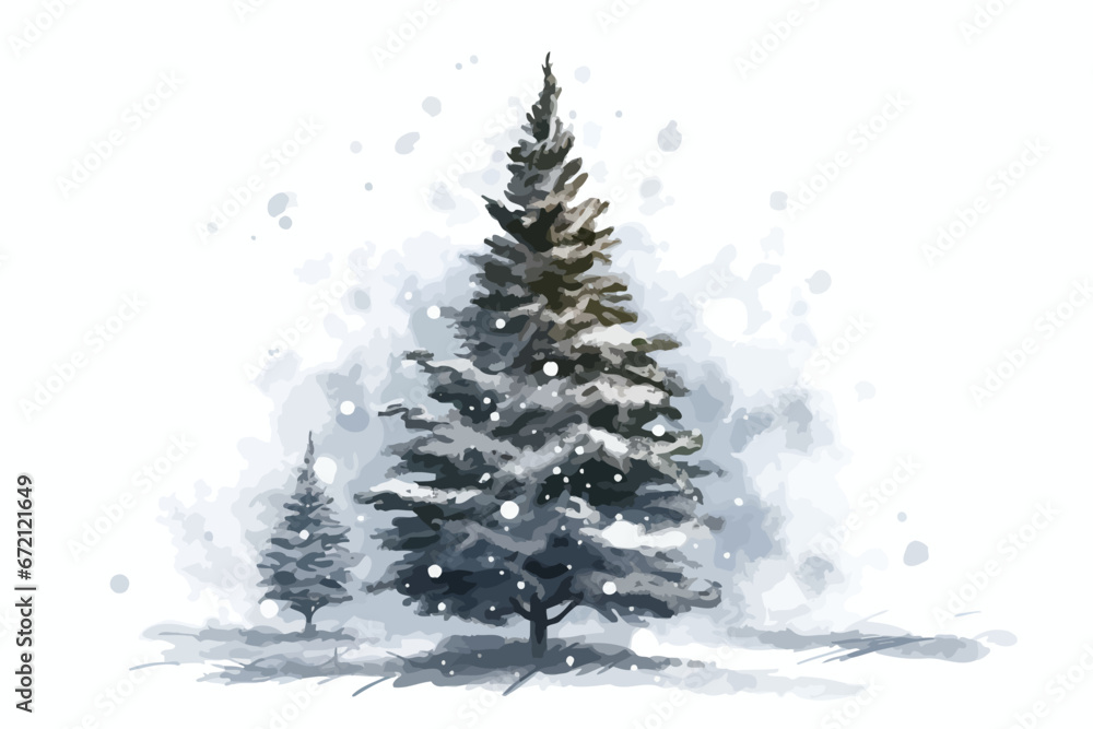 Snow Covered Christmas Pine Tree 
