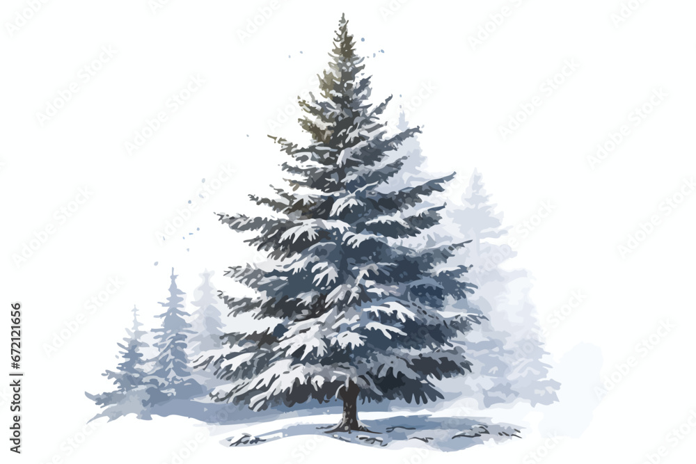 Snow Covered Christmas Pine Tree 
