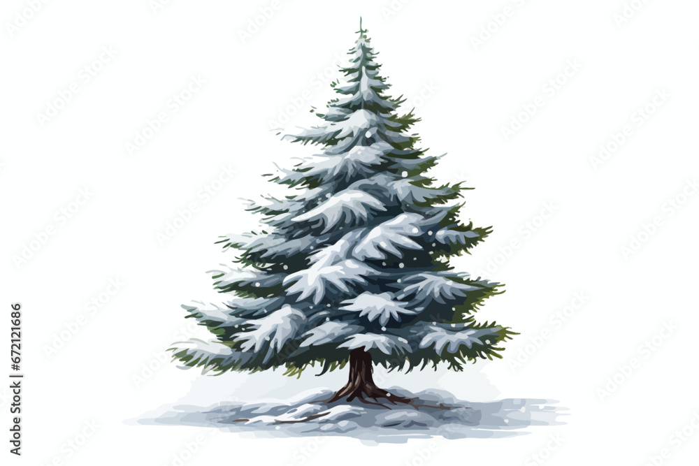 Fototapeta premium Snow Covered Christmas Pine Tree 