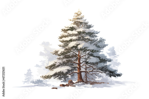 Snow Covered Christmas Pine Tree  © LayerAce.com