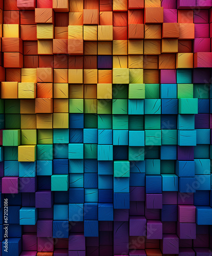 Colorful Wood Brick Wallpaper Vibrant Animation-Style Abstraction with Mesmerizing Colorscapes.