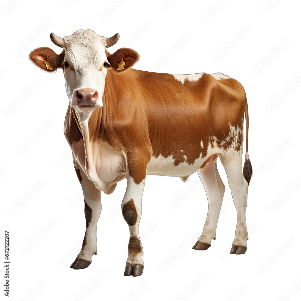 Cow isolated on transparent background generative ai