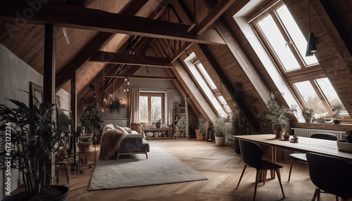 Scandinavian-style attic renovation photo