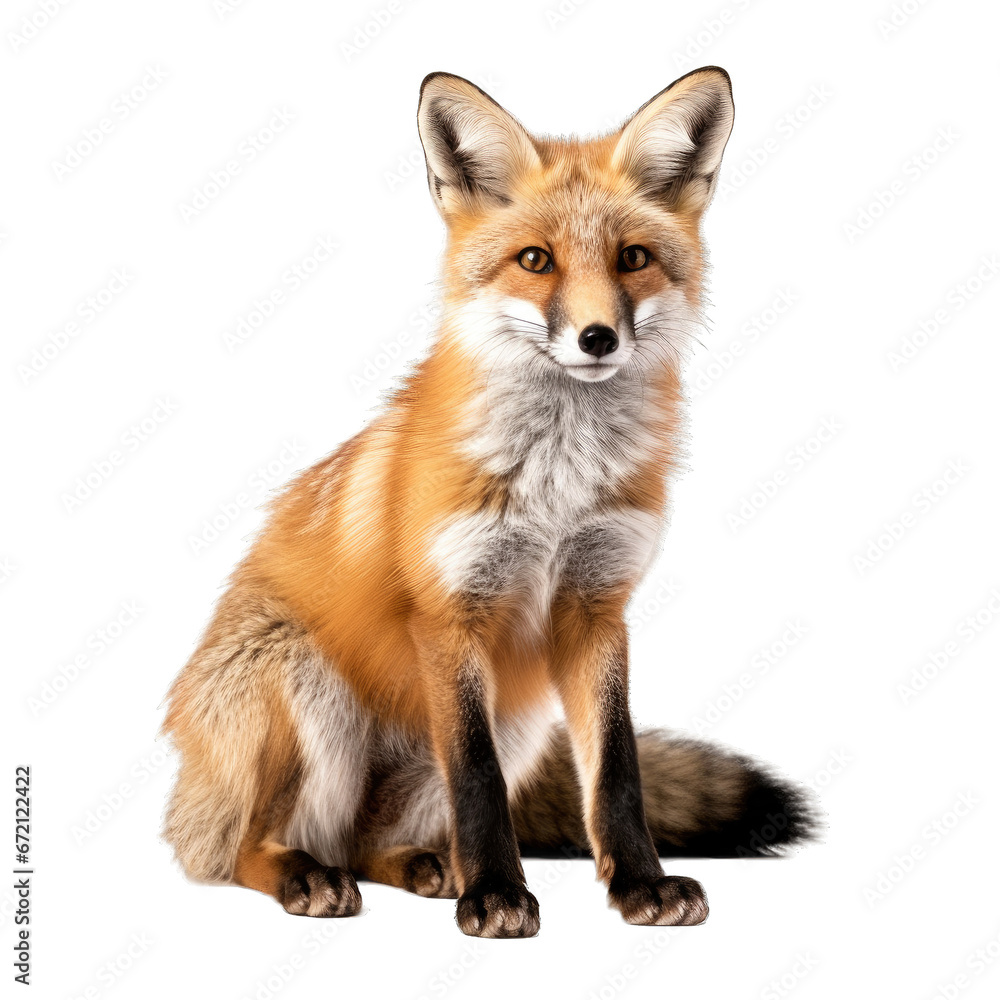Fox isolated on transparent background generative ai