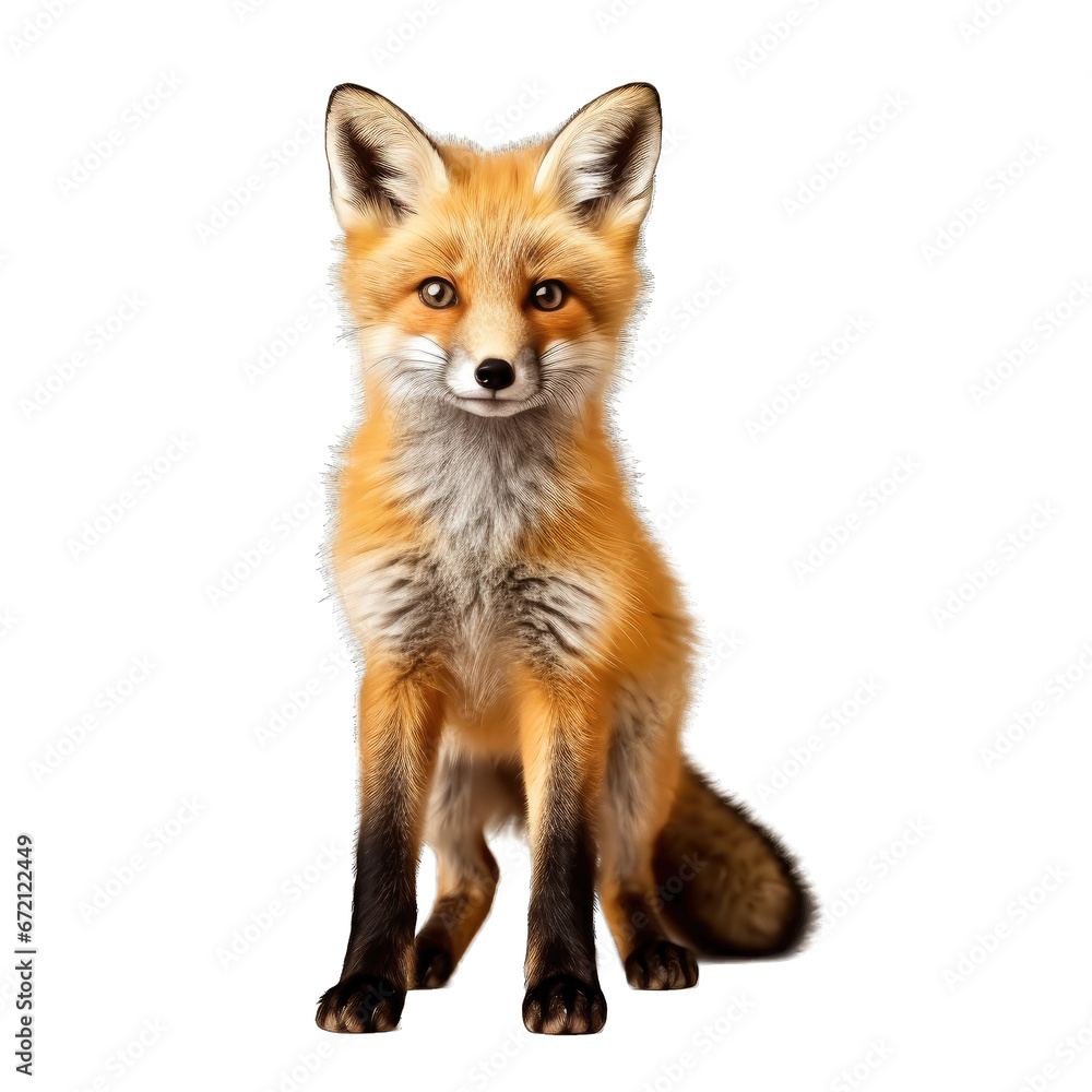 Fox isolated on transparent background generative ai