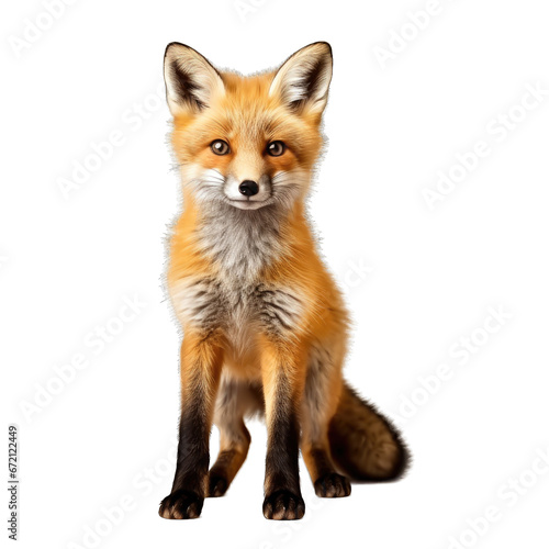 Fox isolated on transparent background generative ai