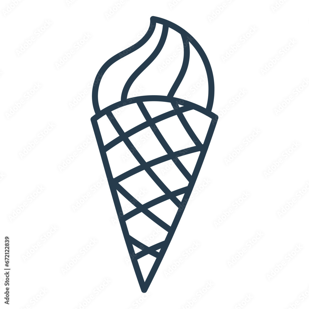 Vector ice cream waffle cone isolated on white background ice cream in doodle style vector illustration Vector ice cream waffle cone isolated on white background ice cream in doodle style vector illustration